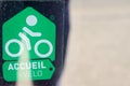 Accueil velo logo text and sign brand for tourism french bicycle bikers are welcome