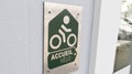 accueil velo means in french bike cycle bikers welcoming sign text in hotel wall