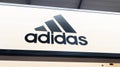 Adidas logo sign and text brand interior of sporty shop shoes of sport footwear