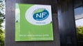 Afnor certification NF environnement logo text and sign in french for place of