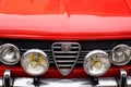 Alfa Romeo Giulietta red classic car logo and sign text front mask sport vehicle Royalty Free Stock Photo