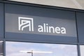 Alinea logo and text sign shop home interior store design decoration house french