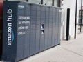 Amazon hub cabinet Locker Delivery Store gray boxes for self-service delivery pick up