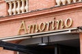 Amorino logo brand shop and round sign text of Italian cafe of Gelato Ice cream