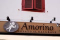 Amorino logo sign of Italian cafe of Gelato Icecream Confectionary