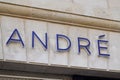 Andre logo brand and text sign of shoes store French giant apparel footwear retailer