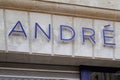 Andre text and logo sign front of shoes store brand shop French footwear retail