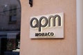 APM Monaco logo brand and text sign front wall boutique fashion jewelry luxury