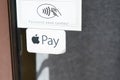 Apple pay logo brand and text sign of money exchange by application smartphone on