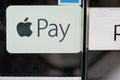 Apple pay logo brand and text sign of money exchange by application smartphone