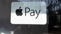 Apple pay logo brand and text sign of money exchange by us american application