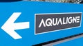 Aqualigne logo sign and text brand of fitness club in swimming pool for sport fit club Royalty Free Stock Photo