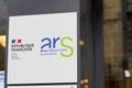 ARS logo brand and text sign on agency facade office of french regional health agency
