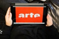 Bordeaux , Aquitaine / France - 03 15 2020 : arte sign logo on screen tablet French german media Group holding company