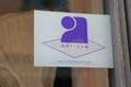 Artisan worker men at work sign logo and brand text label in france for french