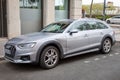 Audi A6 allroad quattro Wagon german suv car grey space in profile side view in street Royalty Free Stock Photo