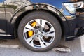 Audi front side wheel sign logo and brand text emblem with bridgestone tyre