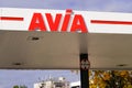 Avia gas station brand company logo sign service Petrol pump store Royalty Free Stock Photo