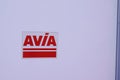 Avia logo brand and text sign of gas car station