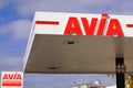 Avia logo sign of gas Station in border road