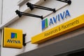 Aviva logo brand and text sign front of agency French insurance office