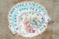 Bank note euro bills in round background different european money for wallpaper