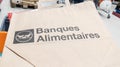 Banques alimentaires logo brand and text sign for supermarket Making Donations To Food