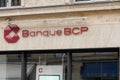 Bcp Banque de Commerce et de Placements text sign and brand logo front of wall facade