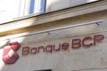 Bcp Banque de Commerce et de Placements text sign and logo front of portuguese bank