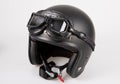 Bell classic black helmet and climax vintage glasses motorbike with logo sign classical