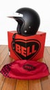 Bell red protective cover with logo and text sign brand of helmet motorcycle american