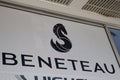 Beneteau boat logo brand and text sign on sail marine motorboat store service facade