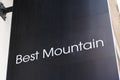 Best Mountain logo sign and brand text shop retail for women clothing fashion Royalty Free Stock Photo