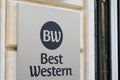 Best Western Exterior Sign and text Logo on wall entrance of us international brand