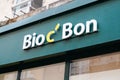 Bordeaux , Aquitaine / France - 06 20 2020 : Bio c `Bon logo sign of fresh grocery store for distribution of food by biological