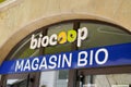 Bordeaux , Aquitaine / France - 08 04 2020 : Biocoop logo and text sign on store front biological shop distribution of Bio food