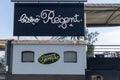 Bistro regent French Bar restaurant sign text and logo brand on terrace panel signroad Royalty Free Stock Photo