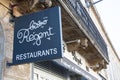 Bistro regent restaurants grill text and sign logo of franchise brand french chain of Royalty Free Stock Photo