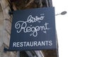 Bistro regent text and sign logo of franchise brand french chain of restaurant Royalty Free Stock Photo