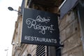 Bistro rÃÂ©gent restaurants text and sign logo of franchise french chain of restaurant Royalty Free Stock Photo