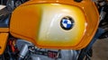 BMW Motorrad vintage old motorbike sign brand and text logo on fuel tank motorcycle