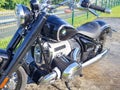 Bmw r18 motorbike front side view of first edition 1800cc black motorcycle modern