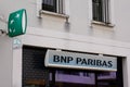 Bnp paribas bank agency logo sign and brand text green of french multinational office