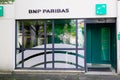 Bnp paribas logo sign and brand text on facade office paris agency french multinational