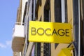 Bocage logo and text sign front of French store of fashion shoes for men and women