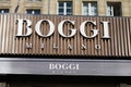 boggi milano logo and text sign shop of italian fashion store brand for men suits Royalty Free Stock Photo