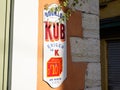 Bouillon Kub logo brand and text sign on market boutique wall grocery entrance shop