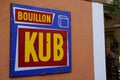 Bouillon Kub logo brand and text sign on store wall grocery entrance shop stock broth