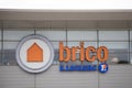 Brico e.leclerc text logo and sign store brand facade of general commercial French