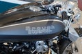 Brough Superior lawrence brand logo on petrol tank and text fuel sign french